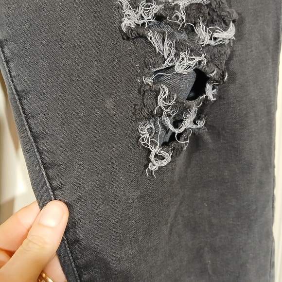 American Eagle Black Distressed Jegging Jeans 14 - Picture 7 of 9